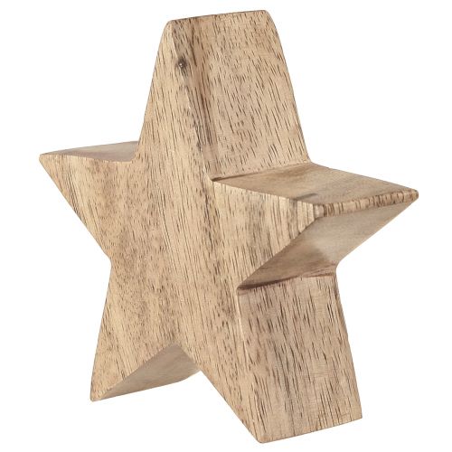 Floristik24 Estrella de madera estrella natural decoración de mesa de madera de mango Ø10cm 3 piezas