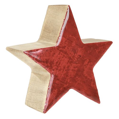 Floristik24 Estrella de madera estrella roja natural decoración de mesa de madera de mango Ø10cm 3 piezas