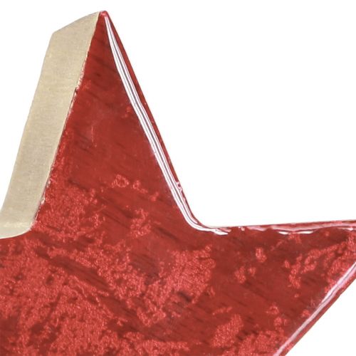 Floristik24 Estrella de madera estrella roja natural decoración de mesa de madera de mango Ø10cm 3 piezas