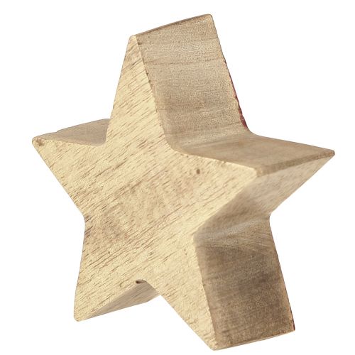 Floristik24 Estrella de madera estrella roja natural decoración de mesa de madera de mango Ø10cm 3 piezas