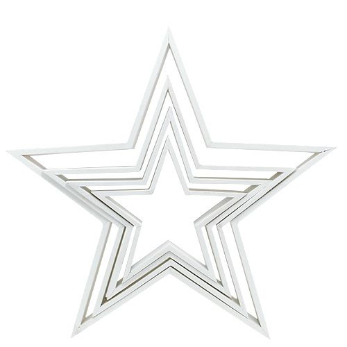 Floristik24 Juego de estrellas de madera blanco 4 piezas