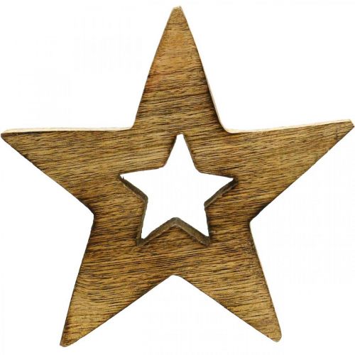 Floristik24 Estrella de madera decoración de madera flameada estrella de Navidad de pie 15cm