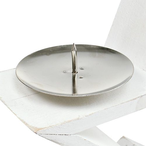 Floristik24 Estrella de madera con 2x candelabro blanco