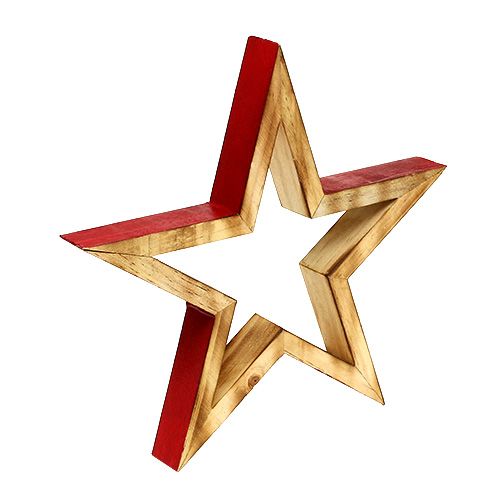 Floristik24 Estrella de madera naturaleza abierta, rojo 24,5cm 2pcs