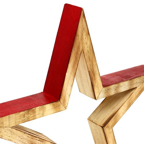 Floristik24 Estrella de madera naturaleza abierta, rojo 24,5cm 2pcs