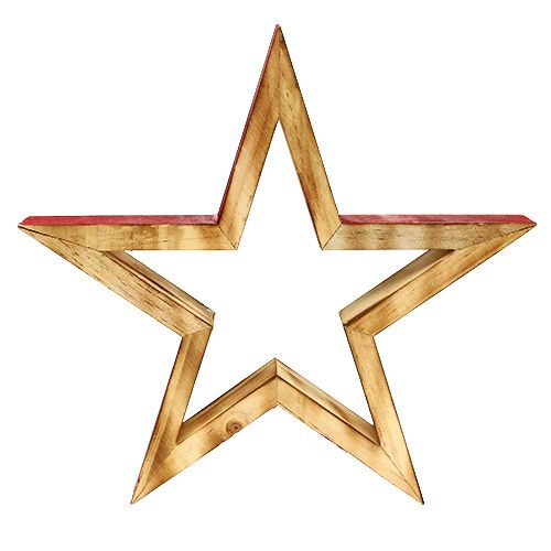 Floristik24 Estrella de madera naturaleza abierta, rojo 24,5cm 2pcs