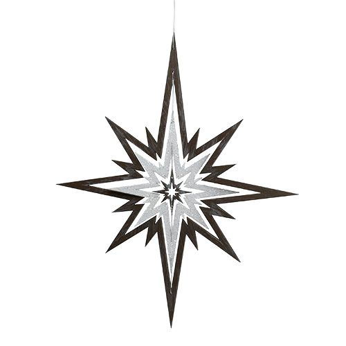 Floristik24 Estrella de madera para colgar Gris, blanco 48cm x 40cm