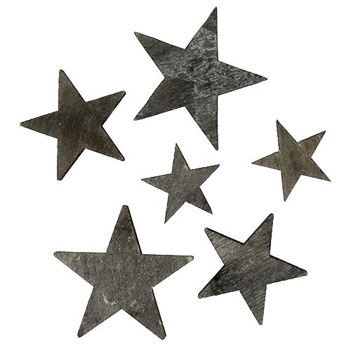 Floristik24 Estrella de madera para esparcir gris 2,7-5cm 72pcs