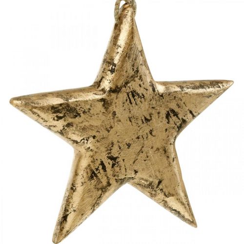 Floristik24 Estrella para colgar, decoración de madera con efecto dorado, Adviento 14cm × 14cm