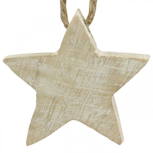 Artículo Estrella de madera decoraciones para árboles de Navidad natural, blanqueado 5cm 36pcs