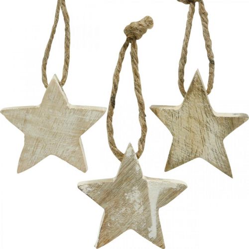 Floristik24 Estrella de madera decoraciones para árboles de Navidad natural, blanqueado 5cm 36pcs