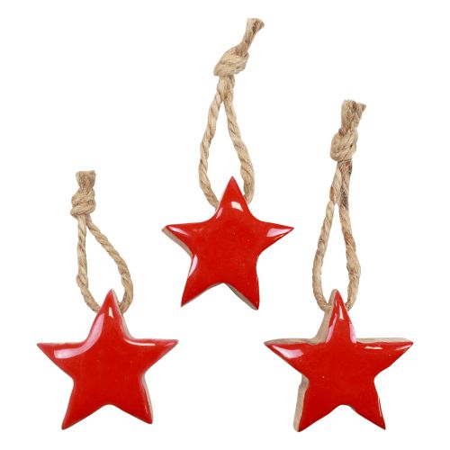 Floristik24 Estrella de madera decorativa para árbol de Navidad roja, estrellas decorativas naturales 5cm 24 piezas