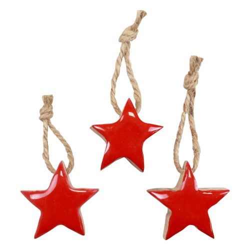 Floristik24 Estrella de madera decorativa para árbol de Navidad roja, estrellas decorativas naturales 5cm 24ud