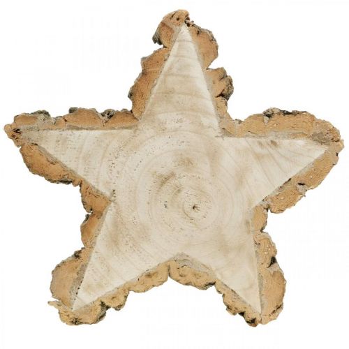 Floristik24 Disco de árbol, bandeja para velas estrella, decoración de adviento, bandeja decorativa de madera natural Ø23cm
