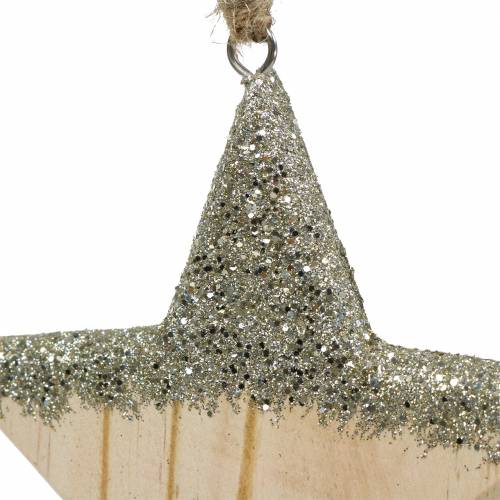 Artículo Colgante Estrella con purpurina Legno 14,5cm 2pzs