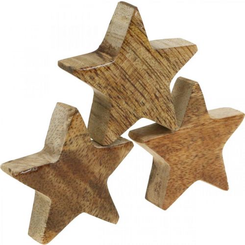 Artículo Estrellas de madera decoración dispersa estrella navideña brillo natural H5cm 12 piezas