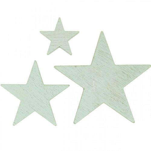 Artículo Decoración de estrellas de madera decoración dispersa Navidad menta 3/5/7cm 29 piezas