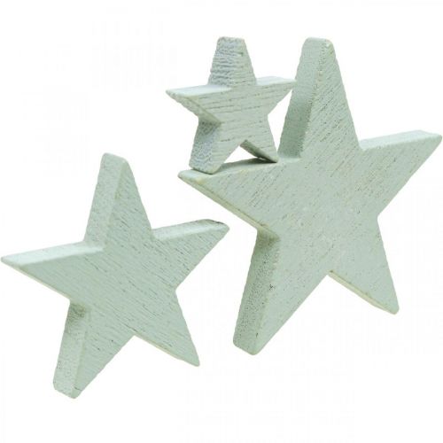 Artículo Estrellas de madera chispas decorativas Christmas Mint 3/5/7cm 29p