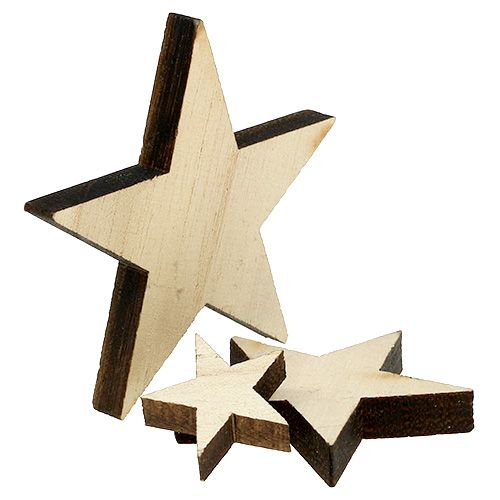 Floristik24 Estrellas de madera 2,5cm -7cm natural 48pzs