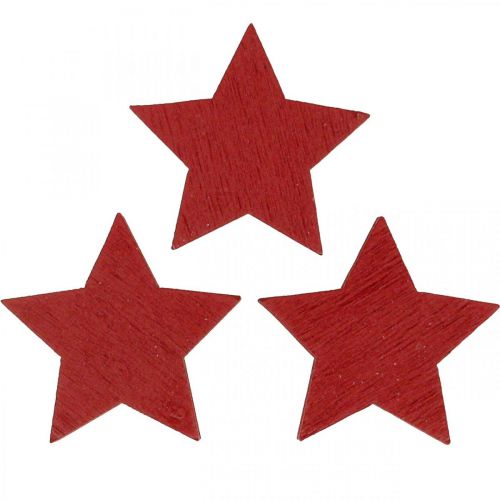 Artículo Estrellas de madera chispas rojas Estrellas de Navidad 3cm 72pcs