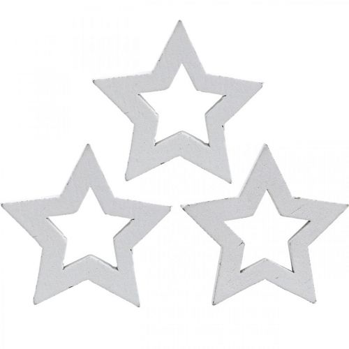 Estrellas de madera decoración dispersa estrellas navideñas blancas 3cm 72ud
