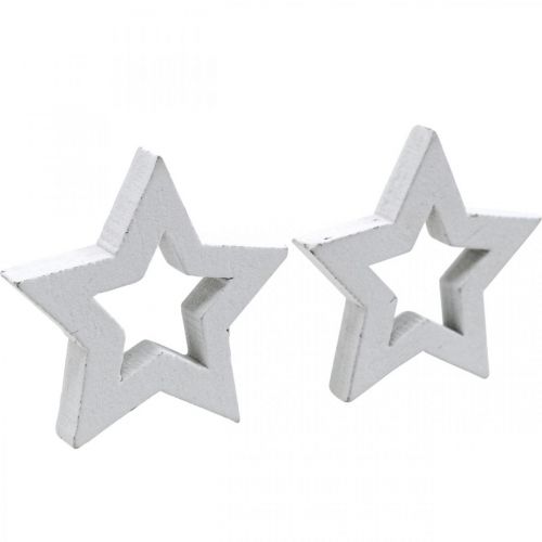Floristik24 Estrellas de madera decoración dispersa Estrellas navideñas blancas 3cm 72 piezas