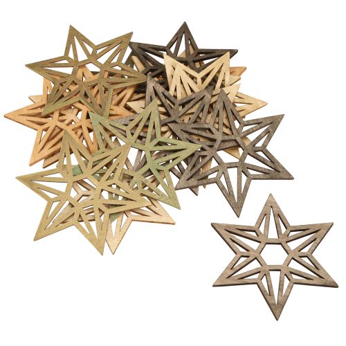 Artículo Estrellas de madera decoración navideña estrellas de madera marrón 8cm 16 piezas