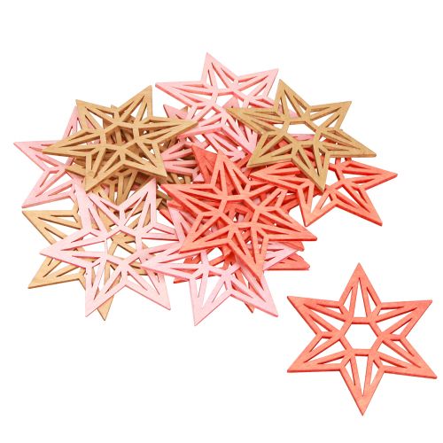 Artículo Estrellas de madera decoración navideña estrellas de madera naranja 8cm 16 piezas