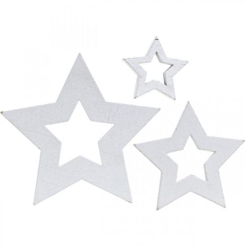 Estrellas de madera blanca decoración esparcida Navidad 3/5/7cm 48p