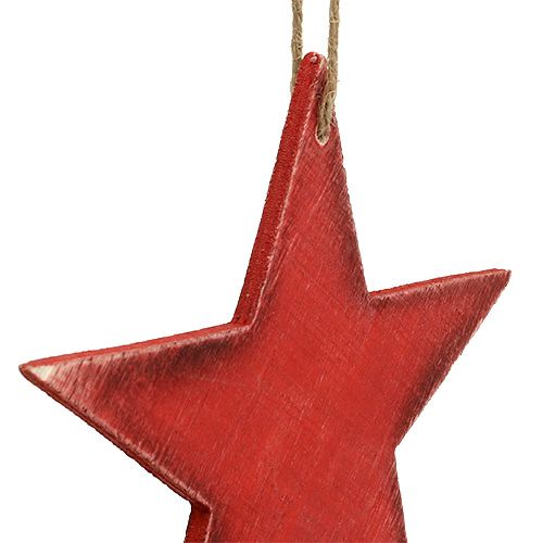 Artículo Estrellas de madera para colgar 9/13cm rojo 12uds