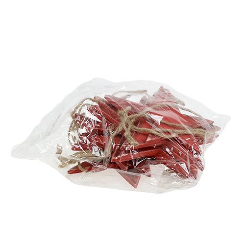 Artículo Estrellas de madera para colgar 16,5cm/20cm rojo 6 piezas