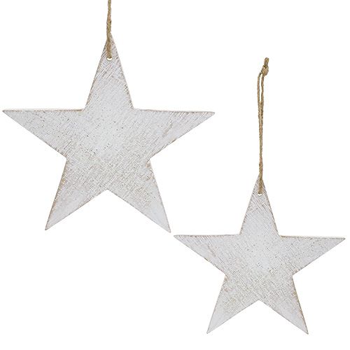 Floristik24 Estrellas de madera para colgar 16,5cm / 20cm blanco 6pcs