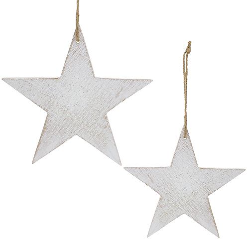 Artículo Estrellas de madera para colgar 16,5cm / 20cm blanco 6pcs