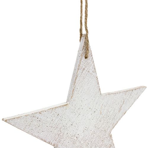Floristik24 Estrellas de madera para colgar 16,5cm / 20cm blanco 6pcs