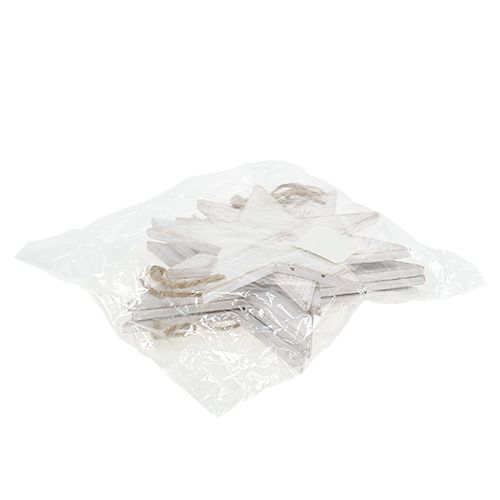 Floristik24 Estrellas de madera para colgar 16,5cm / 20cm blanco 6pcs