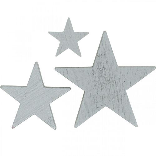Decoración de estrellas de madera decoración dispersa Navidad gris 3/5/7cm 29 piezas