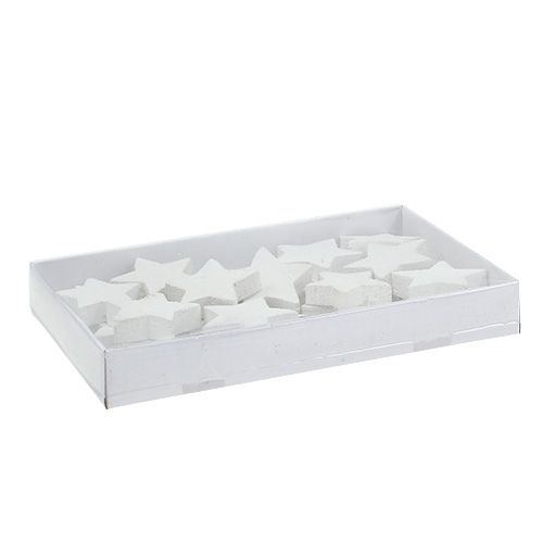 Floristik24 Estrellas de madera 5cm blancas 16 piezas