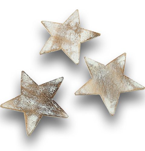 Floristik24 Estrellas de madera 7,5 cm blanqueadas 24 piezas