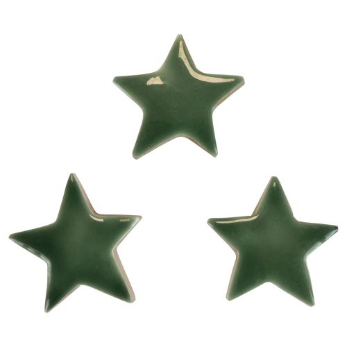 Floristik24 Estrellas de madera Decoración navideña decoración dispersa verde brillo Ø5cm 8ud