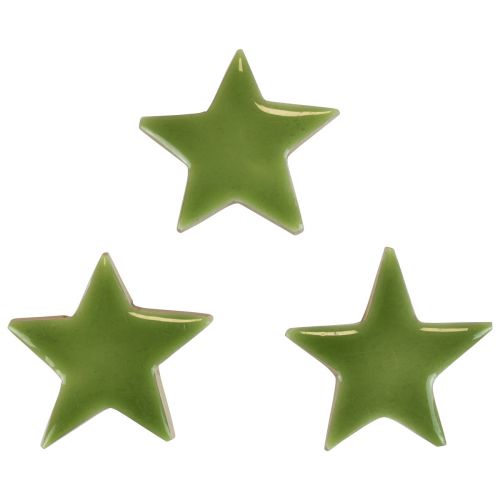 Estrellas de madera Adornos navideños adornos dispersos verde claro brillante Ø5cm 8 piezas