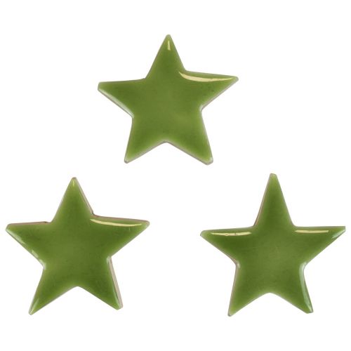 Floristik24 Estrellas de madera decoración navideña decoración dispersa brillo verde claro Ø5cm 8 piezas