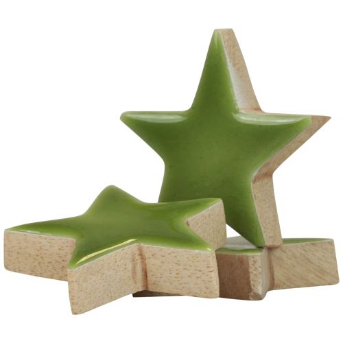 Floristik24 Estrellas de madera decoración navideña decoración dispersa brillo verde claro Ø5cm 8 piezas