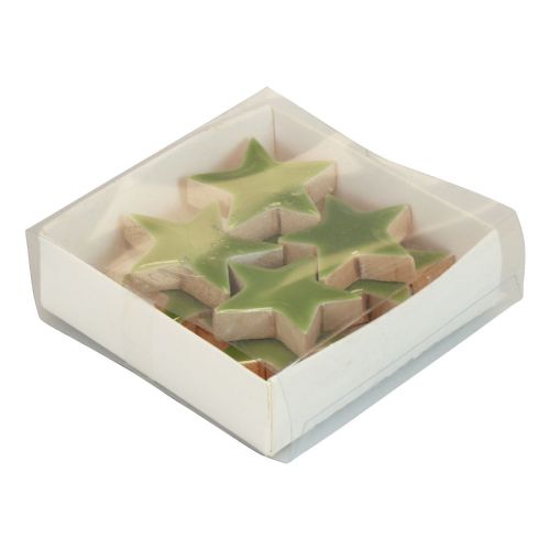Floristik24 Estrellas de madera decoración navideña decoración dispersa brillo verde claro Ø5cm 8 piezas