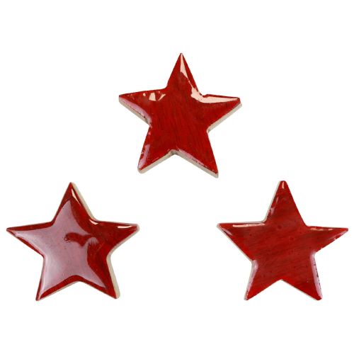 Artículo Estrellas de madera estrellas decorativas decoración dispersa roja efecto brillante Ø5cm 12 piezas
