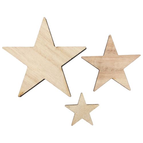 Artículo Decoración de estrellas de madera decoración dispersa Navidad natural 3/5/7cm 29 piezas