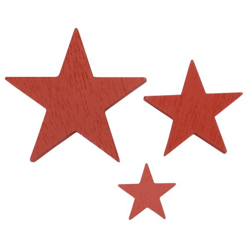Floristik24 Decoración de estrellas de madera decoración dispersa Navidad rojo 3/5/7cm 29ud