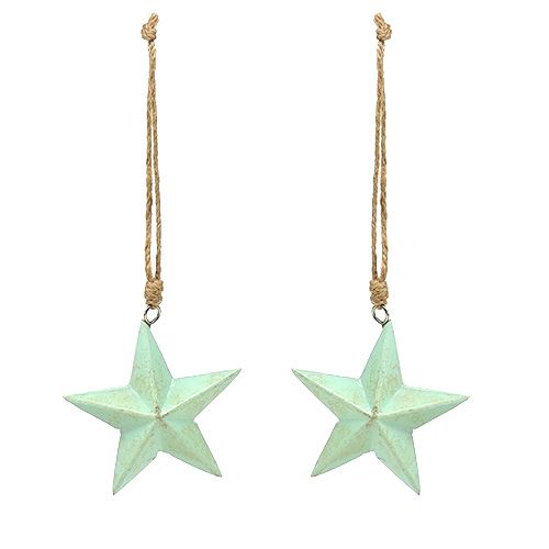 Floristik24 Estrellas de madera para colgar Verde claro 7,5cm 4pzs