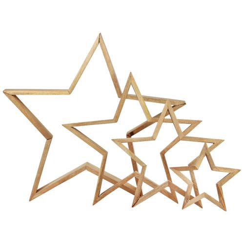 Floristik24 Estrellas de madera decoración de madera estrellas decorativas de madera 16,5–46,5 cm juego de 4
