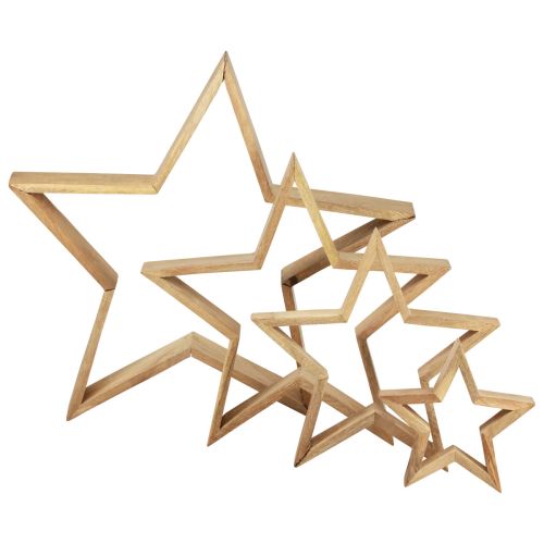 Floristik24 Estrellas de madera decoración de madera estrellas decorativas de madera 16,5–46,5 cm juego de 4