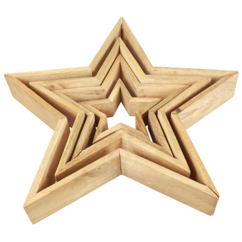 Floristik24 Estrellas de madera decoración de madera estrellas decorativas de madera 16,5–46,5 cm juego de 4